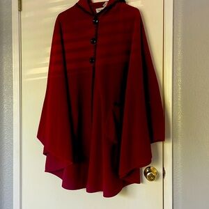 Red Le Mode Poncho with front pockets